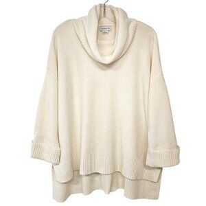 Liz Claiborne Cream Cowlneck Sweater Cuffed Sleeves Cozy Warm Knit Size XL